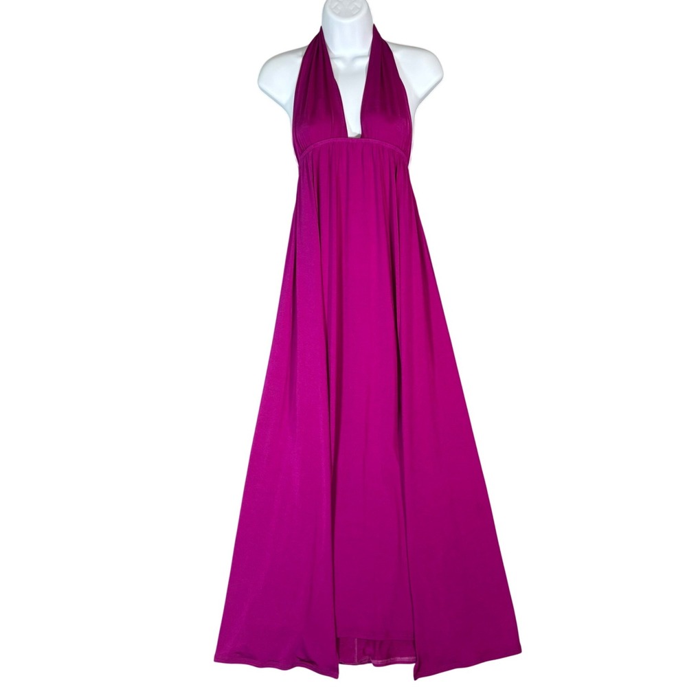 Wicked Weasel Fuchsia Pink 586 Maxi Dress Halter Open Back Large NWT Australia